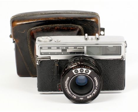 1973 SOKOL AUTOMAT Russian Rangefinder Camera. (condition 6F) with INDUSTAR-70 f2.8 50mm lens & case. Serial numbers/Princell