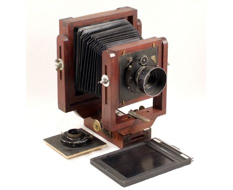 Hand Made Wooden 5x4 Field Camera. Well designed, if basic construction with good range of movements but focus gearing system