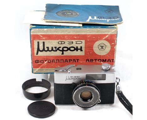 Rare FED MICRON, 1973, lens cap, case, manual, passport & box. HELIOS-89 1.9/30. Serial numbers/Princelle Book codes: (Kh) F5