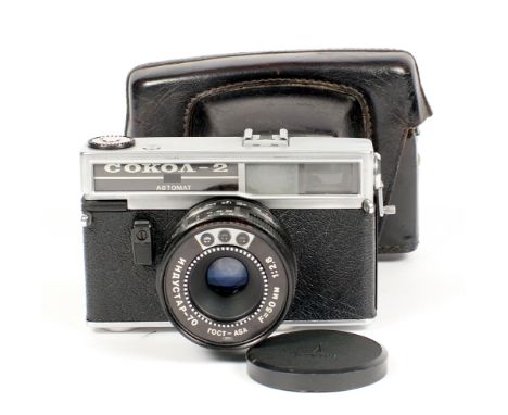 SOKOL-2 AUTOMAT Rangefinder Camera. (condition 5F) with INDUSTAR-70 f2.8 50mm lens, cap & case. Serial numbers/Princelle Book