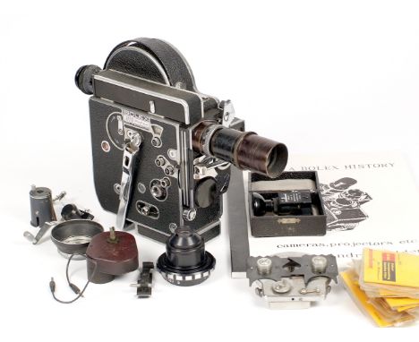 Bolex H16 Reflex 16mm Cine Camera. Running and fitted with Dallmeyer f1.9 triplet lens. Also various accessories, including a