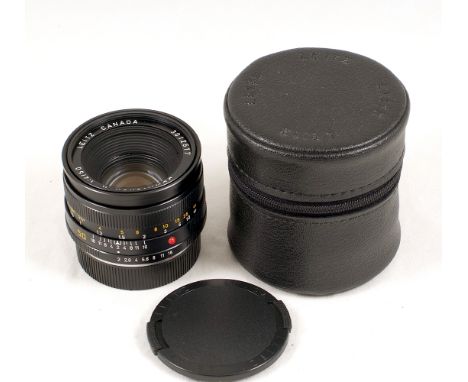 Leitz Canada Summicron-R 50mm f2 Lens. #3012517, (condition 5F). With caps and original pouch. {cabinet L}