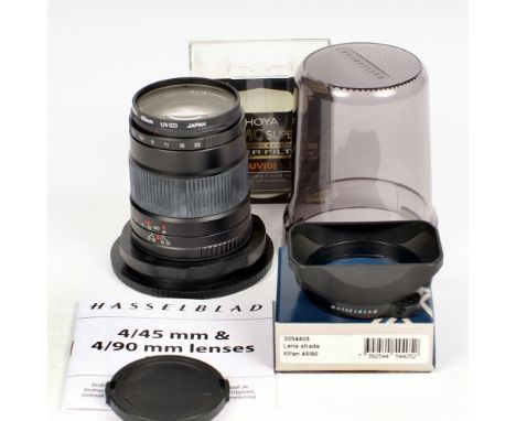 Hasselblad X-Pan 90mm Lens & Keeper. #8ZSP18191. (slight discoloration to rubber grip, otherwise condition 4F). With cap & le