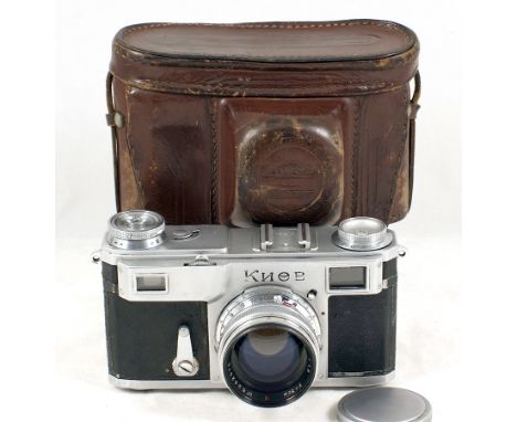 Uncommon KNEB 2 (KIEV 2) with Red "n" Jupiter-3 f1.5 Lens. 1951. JUPITER-3 1.5/5cm, lens cap, case & manual. Slight wear to n