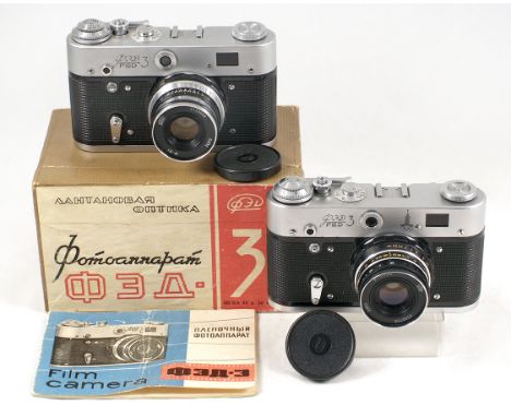 Two FED 3 Cameras, inc Olympic Commemorative Model. FED-3 (Type b) 1972 with case, manual, passport & box. INDUSTAR-61 2.8/52