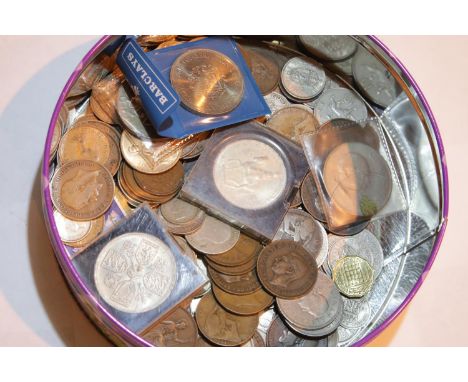 Tin of old coinage. P&amp;P Group 2 (£18+VAT for the first lot and £3+VAT for subsequent lots) 
