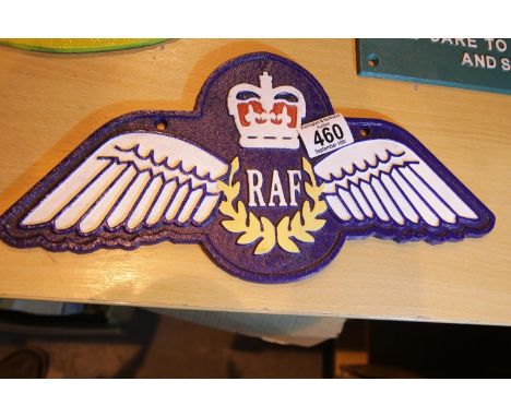 Cast iron RAF wings, L: 34 cm. P&amp;P Group 2 (£18+VAT for the first lot and £3+VAT for subsequent lots) 