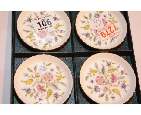 Four boxed Minton Haddon Hall pin dishes. P&amp;P Group 1 (£14+VAT for the first lot and £1+VAT for subsequent lots) 
