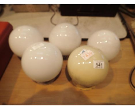 Five light fitting globes, four with bases. Not available for in-house P&amp;P. 
