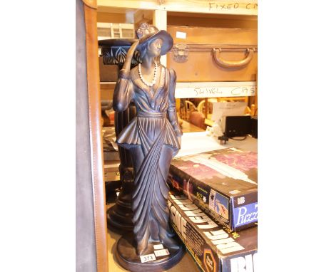Ceramic lady figurine standing on ceramic plinth. Not available for in-house P&amp;P. 