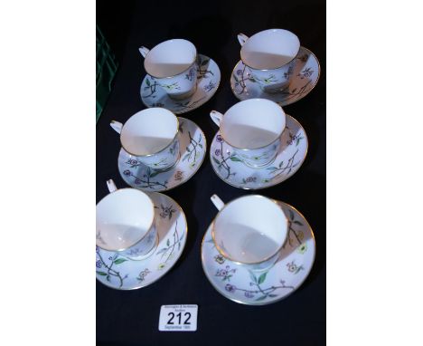 Royal Worcester Chevy Chase design part teaset of six cups and saucers. P&amp;P Group 2 (£18+VAT for the first lot and £3+VAT
