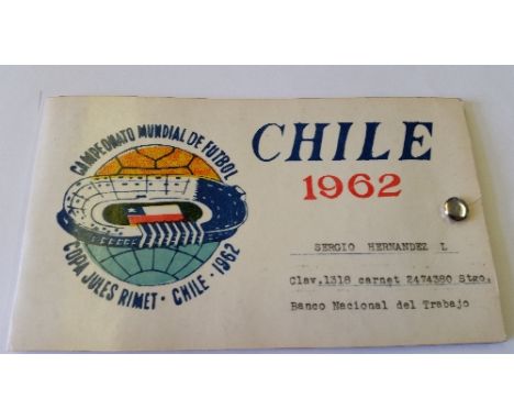FOOTBALL, complete set of ten ticket stubs from the 1962 World Cup in Chile, matches played at National Stadium (Santiago), i