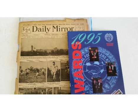 FOOTBALL, selection, inc. signed PFA Award dinner  brochure by Alan Shearer; newspapers (3), Daily Mirror, 12th & 19th Sept 1