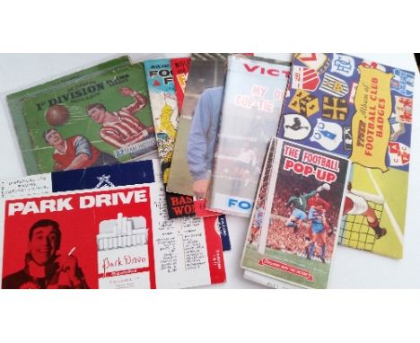 FOOTBALL, trade selection, inc. Victor Pop-Up Book, The Sun 1974/5 Pocket Guide, Tiger Album of Football Club Badges, Midland