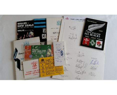 RUGBY UNION, selection, inc. Cardiff v New Zealand (4th Nov 1972), programme & ticket, VIP dinner menu, place card for JBG Th