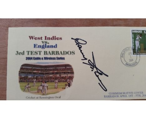 CRICKET, signed selection, inc. commemorative cover by Garry Sobers, West Indies v England 2004; coloured print by Derek Rand