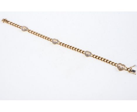 CHOPARD Happy Diamonds,&nbsp; Armband&nbsp;&nbsp;750er Gelbgold. 4 Diamant besetzte Herzen, Länge ca. 20 cm. Gesamtgewicht 26