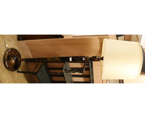 A black and gilt chinoiserie lacquered lamp standard, H.177cm