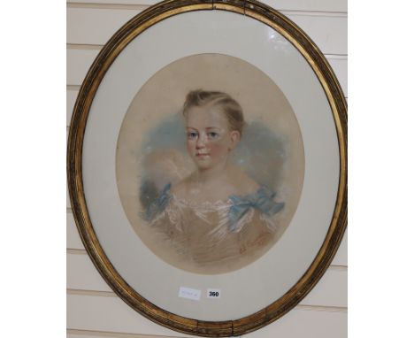 H. Crighton, pastel, portrait of a child, dated 1867, 52 x 44cm