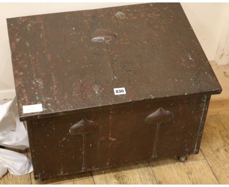 An Arts & Crafts copper trunk, W.57cm