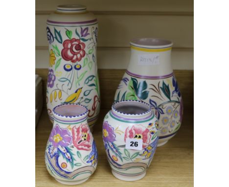 Two large Poole vases and two smaller vases