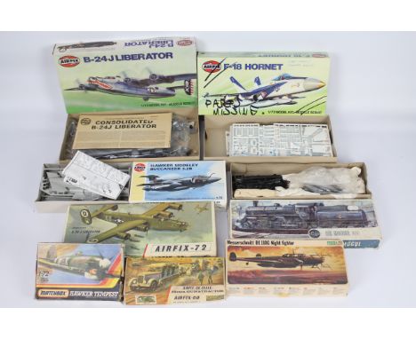 Airfix,Matchbox, Frog - A collection of incomplete plastic model kits in several scales. Lot includes Matchbox 1:72 PK23 Hawk