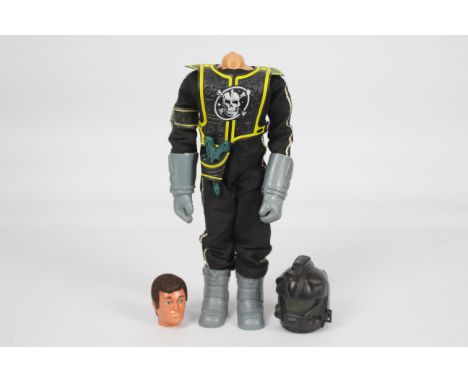 Palitoy, Action Man - A Palitoy Eagle-Eye Action Man figure in Zargonite Space Pirate outfit. The dark brown flock haired fig