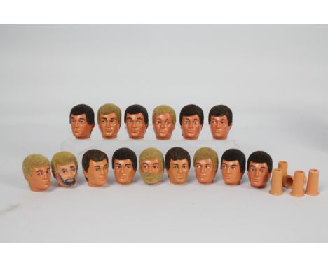 Palitoy, Hasbro, Action Man - A collection of 15 spare Action Man heads and some parts. Majority of heads are Eagle-Eye, and 