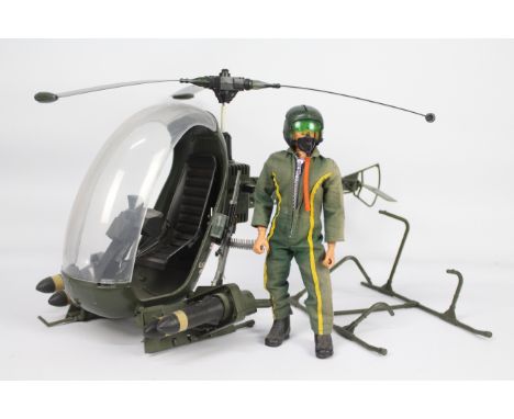 Palitoy, Action Man - An unboxed Palitoy Action Man Assault Copter with vintage Action Man Helicopter Pilot figure. The blond