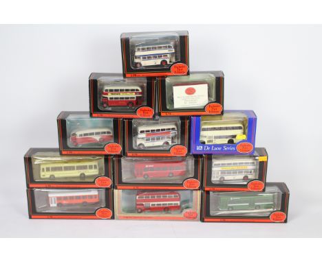 Exclusive First Editions - 12 x bus models in 1:76 scale including a Plaxton Coach in Ribble N.B.C livery # 15702, Leyland Na