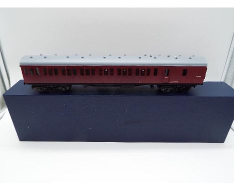 Easy-Build - an O gauge, kit built model Mk 1 passenger carriage, maroon livery, op no E34160, appears mint in box  (this doe