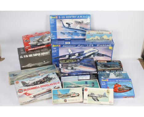 Revell, Airfix, Tamiya, Matchbox - A collection of part built and incomplete plastic model kits in several scales. Lot includ
