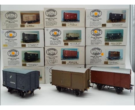 Parkside Dundas - 12 kit built model O gauge wagons, various, all appear axcellent in original boxes, the boxes fully intact 