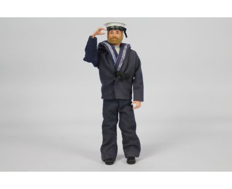 Palitoy, Action Man - A Palitoy Action Man figure in Sailor outfit. The blonde flock haired bearded figure with hard hands, i