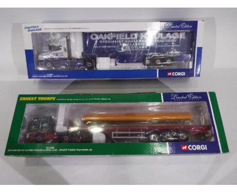 Corgi - 2 x limited edition 1:50 scale die-cast model trucks - Lot includes a boxed #CC12811 Scania T Cab Curtainside truck, 