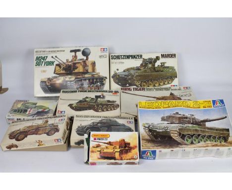 Tamiya, Italeri, Matchbox, Emhar - Ten boxed military model kits predominately by Tamiya in 1:35 scale. All kits appear part 