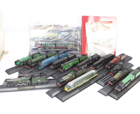 Amer - 17 x static OO gauge plastic loco models including Evening Star number 92220, Deltic The Kings Own Yorkshire Light Inf