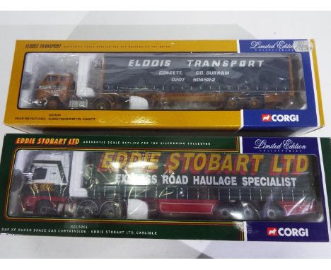 Corgi - 2 x limited edition 1:50 scale die-cast model trucks - Lot includes a boxed #CC13103 'Elddis Transport' truck, and a 