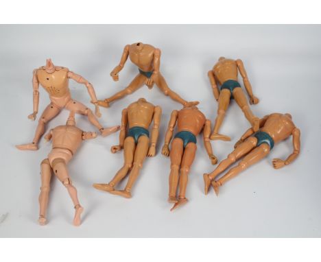 Palitoy, Action Man - Seven naked Action Man figures with various body types. Figures show signs of play and use, all missing