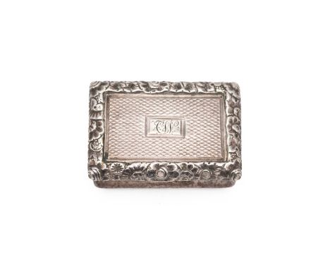 19th Century Georgian silver gilt vinaigrette with engine turned decoration to the lid and base hallmarked London 1837, maker