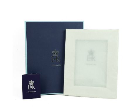 Queen Elizabeth II, 2021 Royal Household Christmas present, silver plated picture frame 18.2 x 23.5, with card and original b