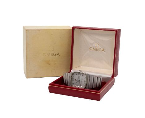 Boxed Omega Constellation Chronometer Megasonic 720Hz gents wristwatch, c1978. Quartz movement, ref. 3980820, 36mm stainless 