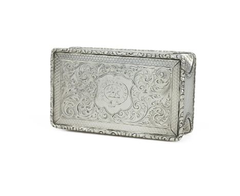 Silver box with hinged lid opening to reveal gilt interior, hallmarked for Birmingham 1834 by Nathaniel Mills. 138 grams.