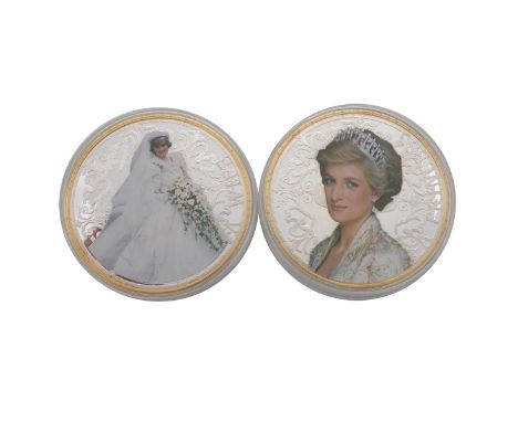 Two limited edition Princess Diana coins, of large proportion. First issued 2016 limited 1,997, weight 376 grams both depicti