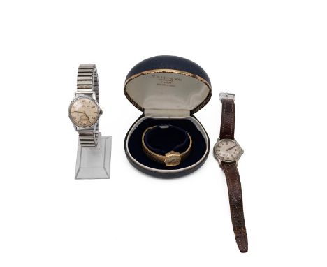 3 x vintage wristwatches. Gent's WWII Military Timor, marked A.T.P 15264 and broad arrow to reverse, manual wind, 31mm stainl