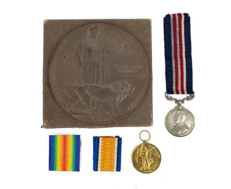 WW1 early MM Military Medal for Bravery awarded to 3-6462 Lance Corporal Victor James Goddard 6/ DCLI. Includes his MM, Victo
