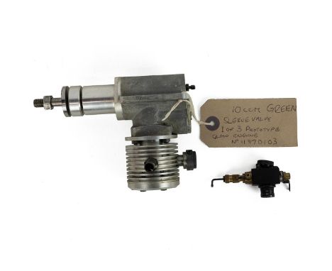 Radio controlled plane engine. Green 60 (10ccm) Sleeve Valve Prototype glow engine. No. 11970103, one of only 3 made for test