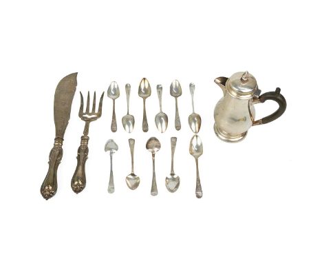 Assortment of silver tableware, including a set of four Georgian teaspoons, London 1812; set of five Georgian teaspoons, Lond