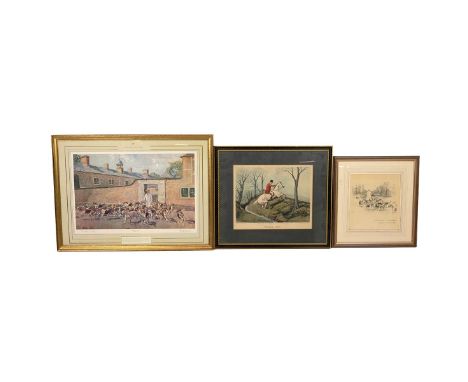 Three Hunting Prints: Peter Birgel 'Walking Out' ( 48cm x 30cm) from the Wynnstay Collection, signed in pencil to the margin 
