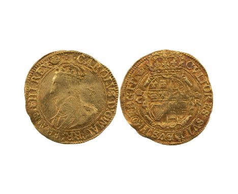 Charles I gold Double Crown, crown mintmark (1635-6), group D (S 2702, prev 2699, North 2167, Schneider 195). Obverse: fourth